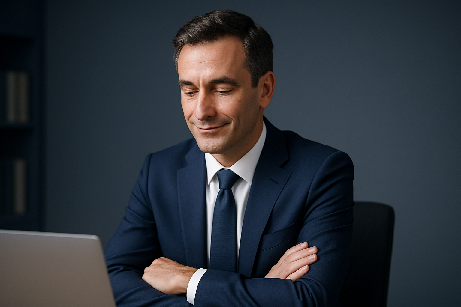 A business professional in his 30s symbolizing awareness and solutions for male urinary leakage