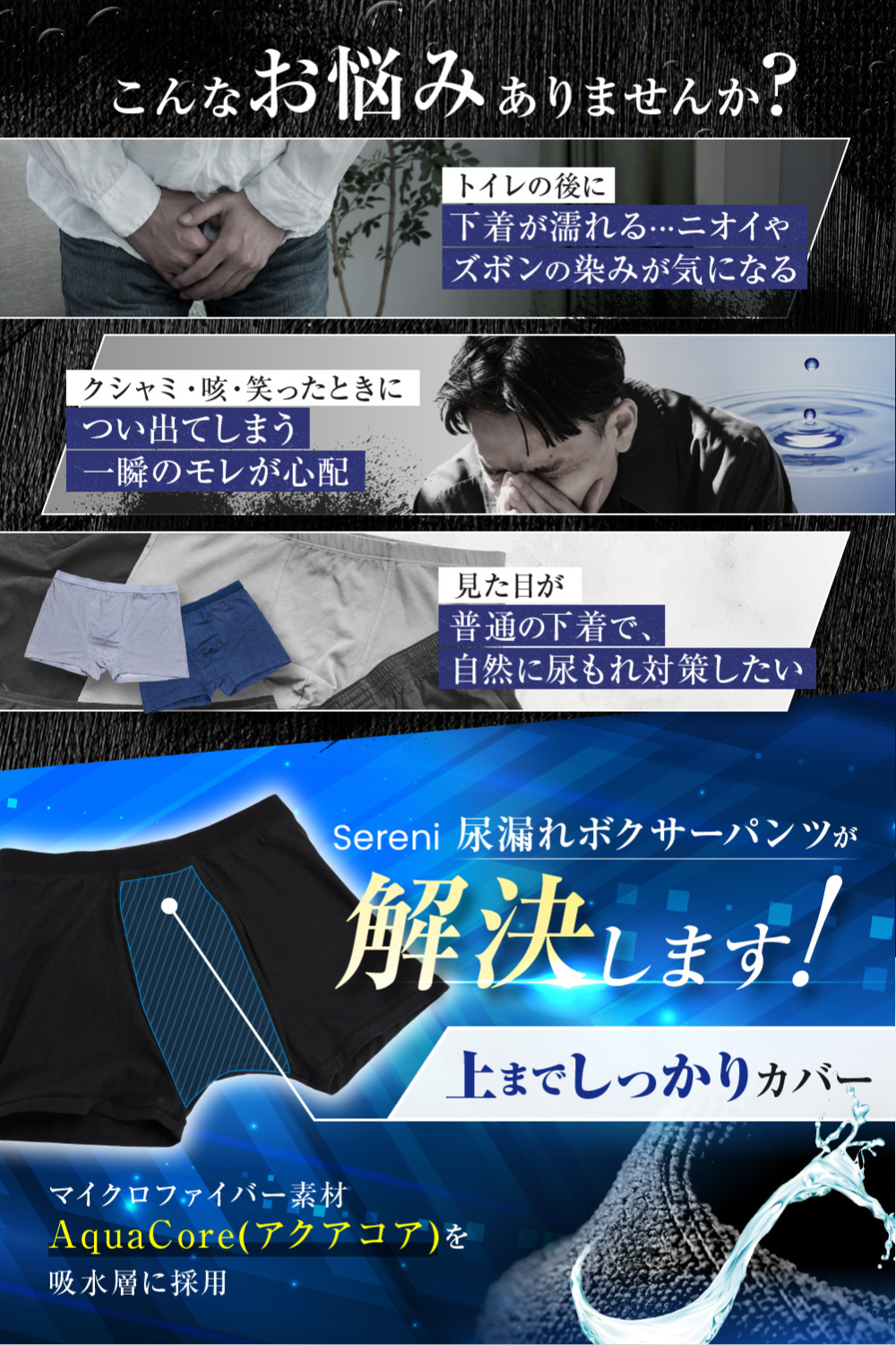 {{ちょい漏れ 20ml対応 尿漏れパンツ チャコール 3枚セット}} {{variant_title}}.