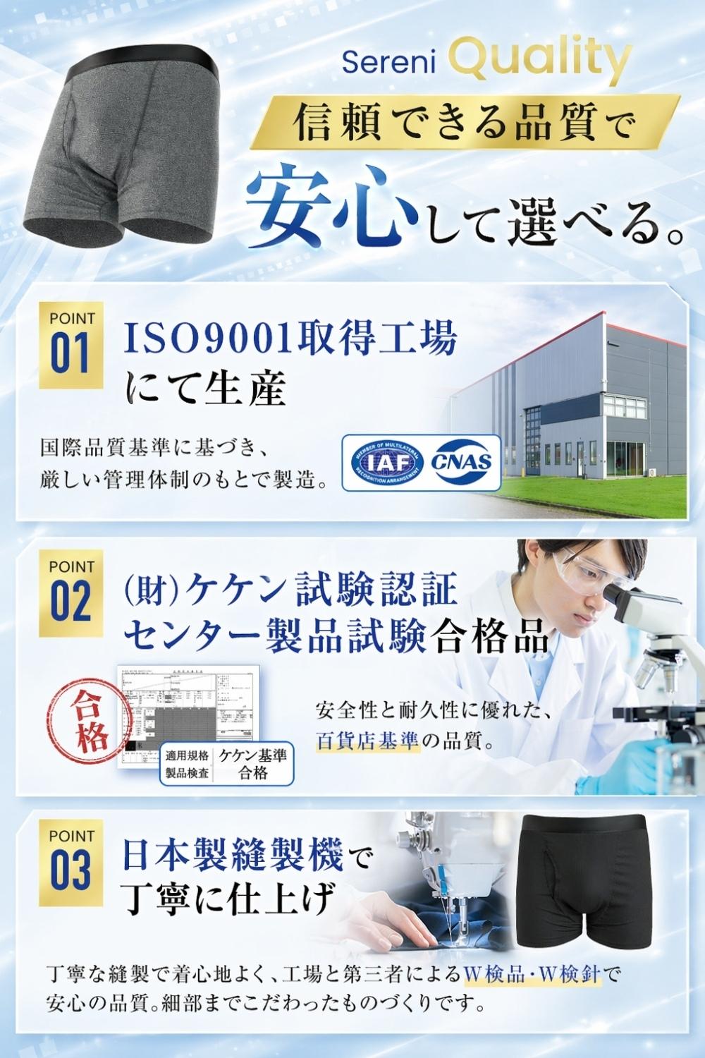 100ml対応 尿漏れパンツ 男性用 メッシュ|大容量帯で最薄・前開き|Sereni