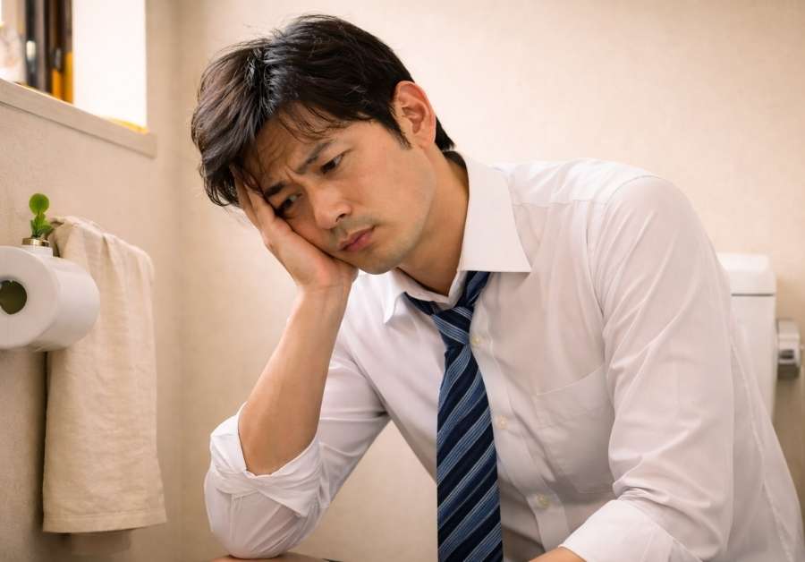 朝、まだ出るかもと思ってトイレにこもって、しまっている３０代サラリーマン