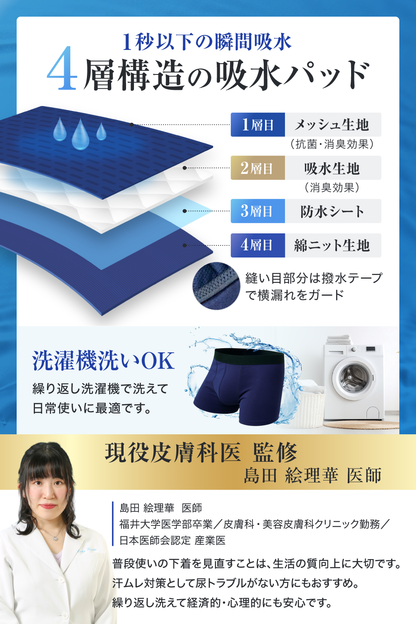 日本製 30ml対応 尿漏れパンツ ネイビー